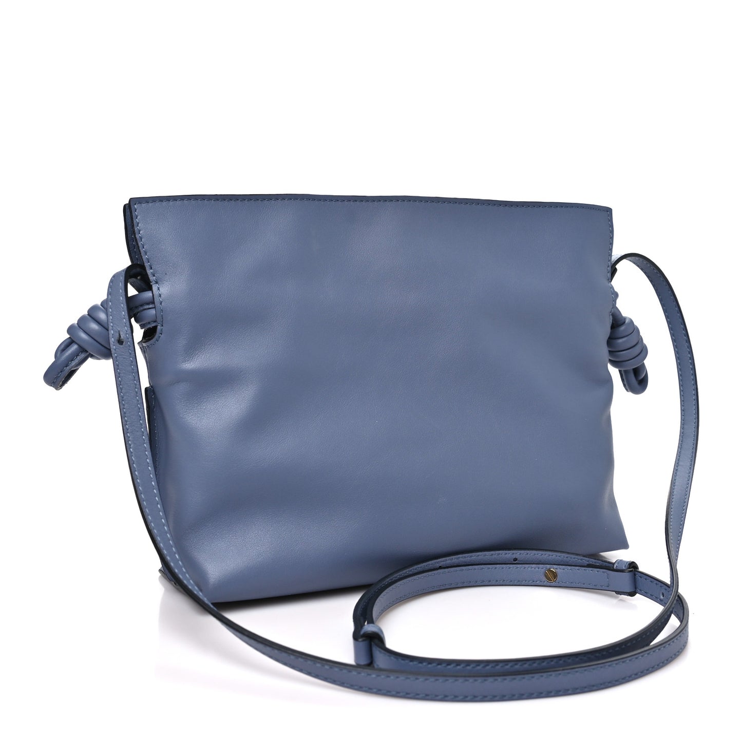 Calfskin Mini Flamenco Knot Clutch Dusty Blue