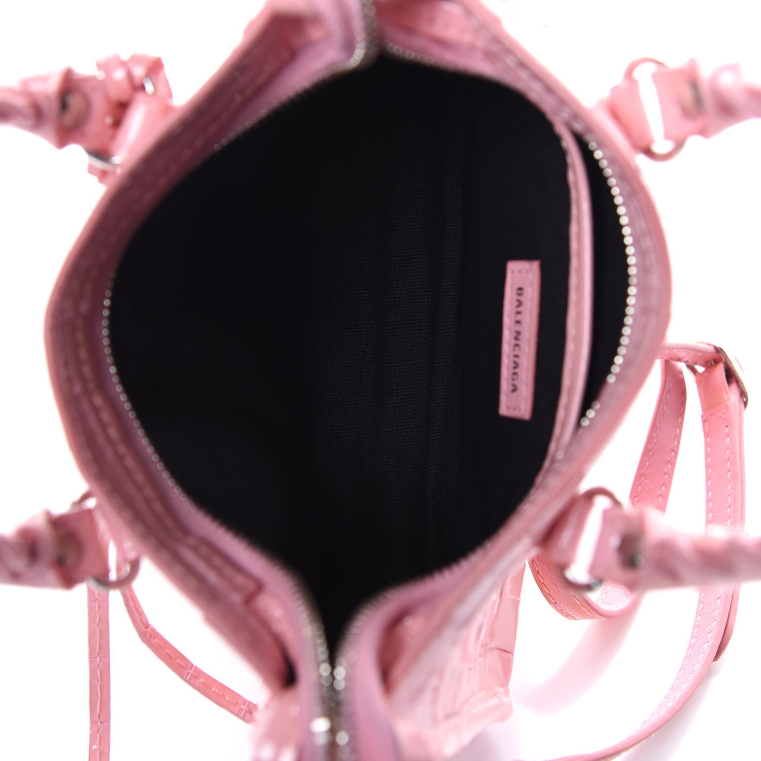 Balenciaga Patent Crocodile Embossed Classic Silver Hardware Nano City Light Pink 5 of 8