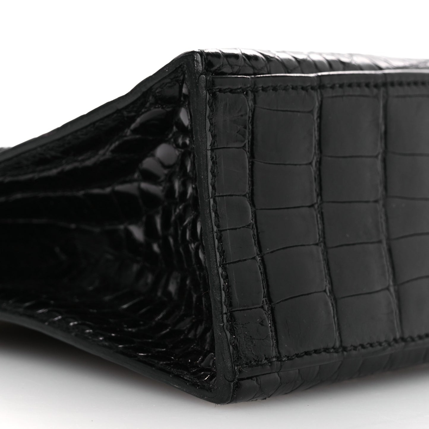 Shiny Alligator Kelly Pochette Black