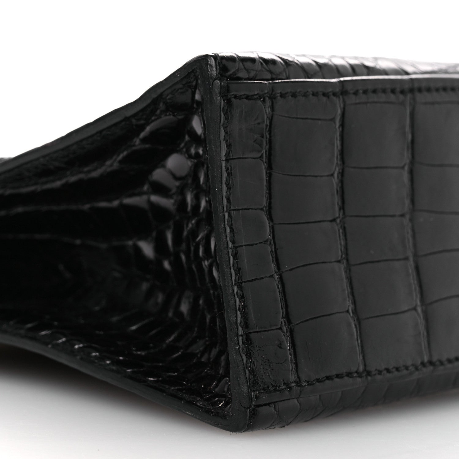 Hermes Shiny Alligator Kelly Pochette Black 9 of 13