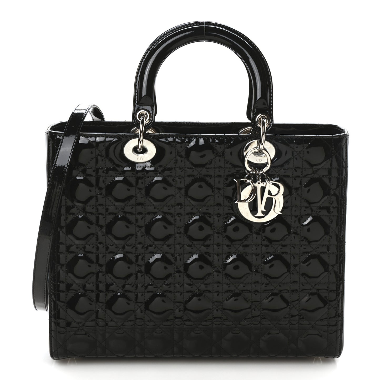 Patent Cannage Large Lady Dior Black