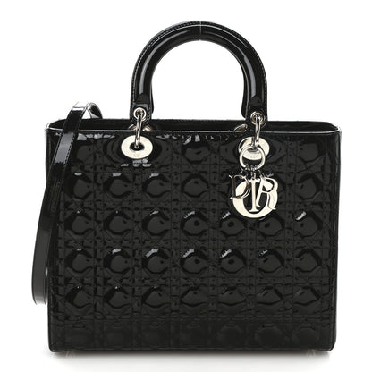 Christian Dior Patent Cannage Large Lady Dior Black 1 of 11