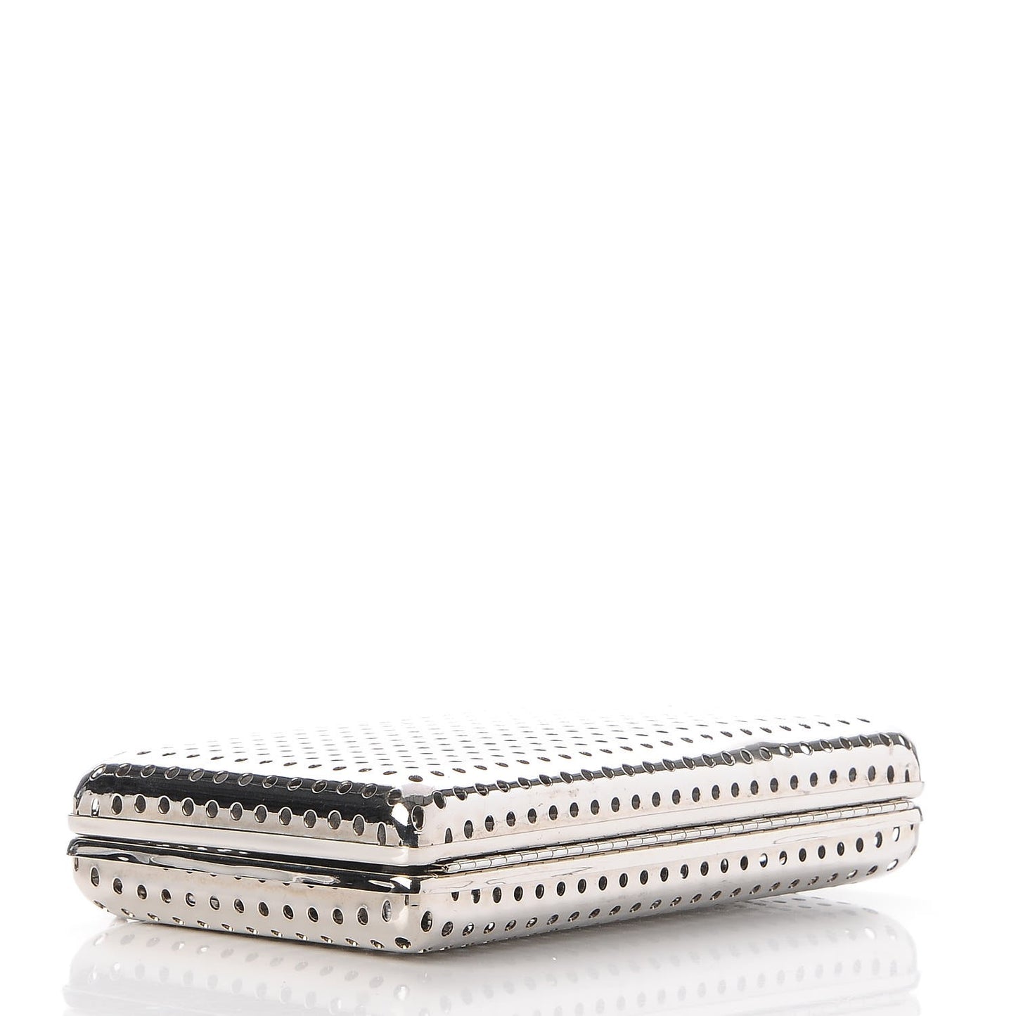 Metal Perforated Kasia Crossbody Clutch Bag Silver