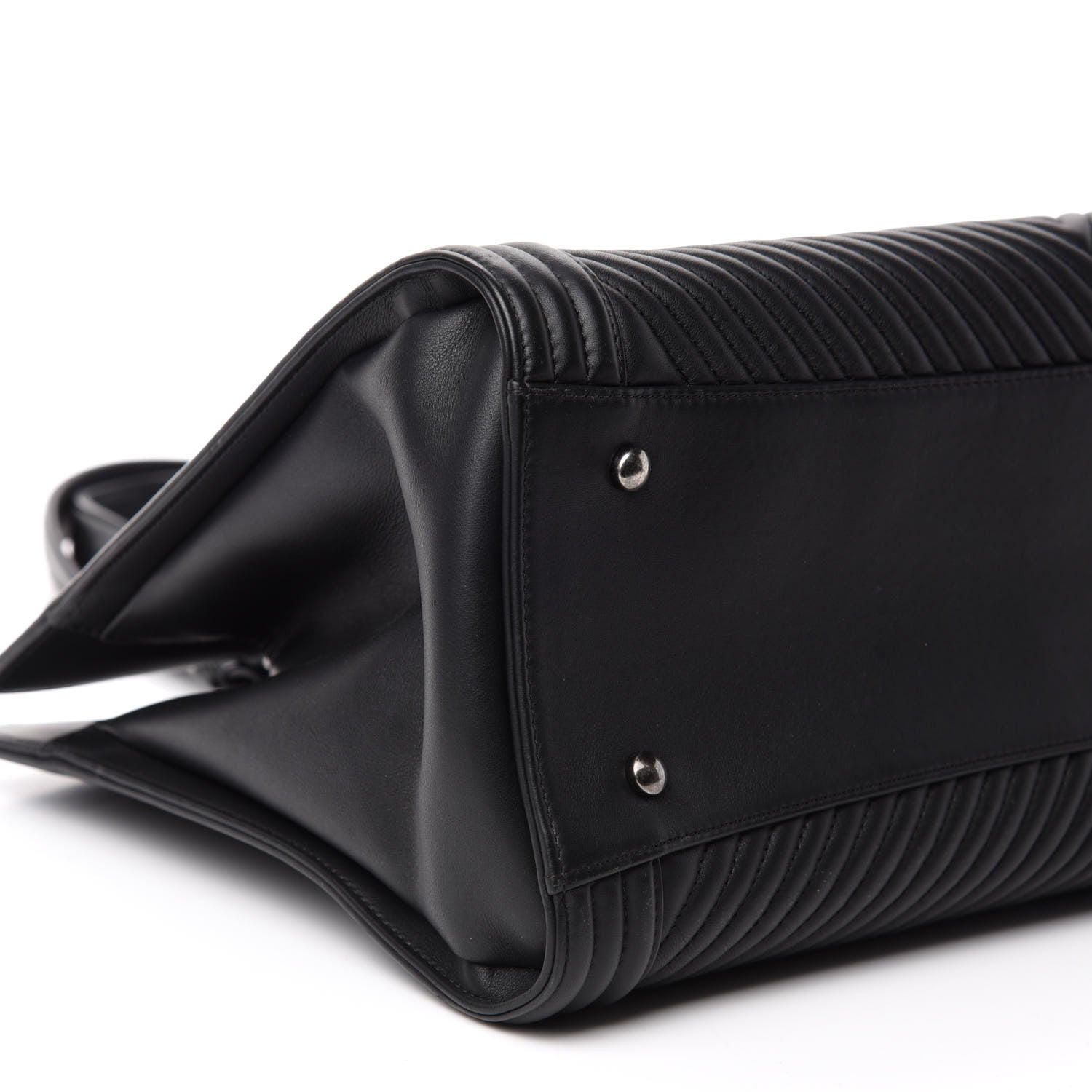 Chanel Calfskin Chevron Quilted Boy Shopping Tote Black 6 of 11