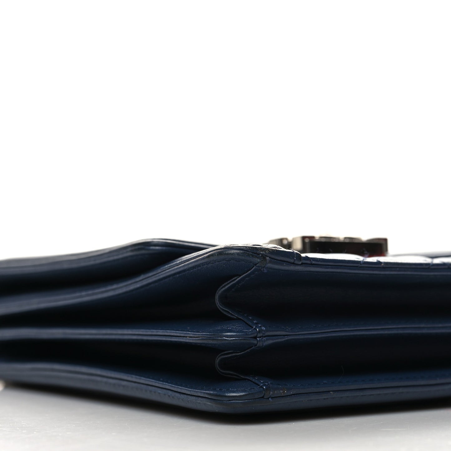 Calfskin Quilted North South Boy Flap Navy