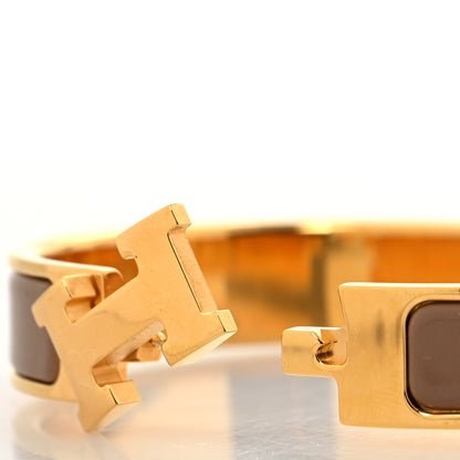 Hermes Enamel Narrow Clic Clac H Bracelet PM Marron Glace 4 of 5