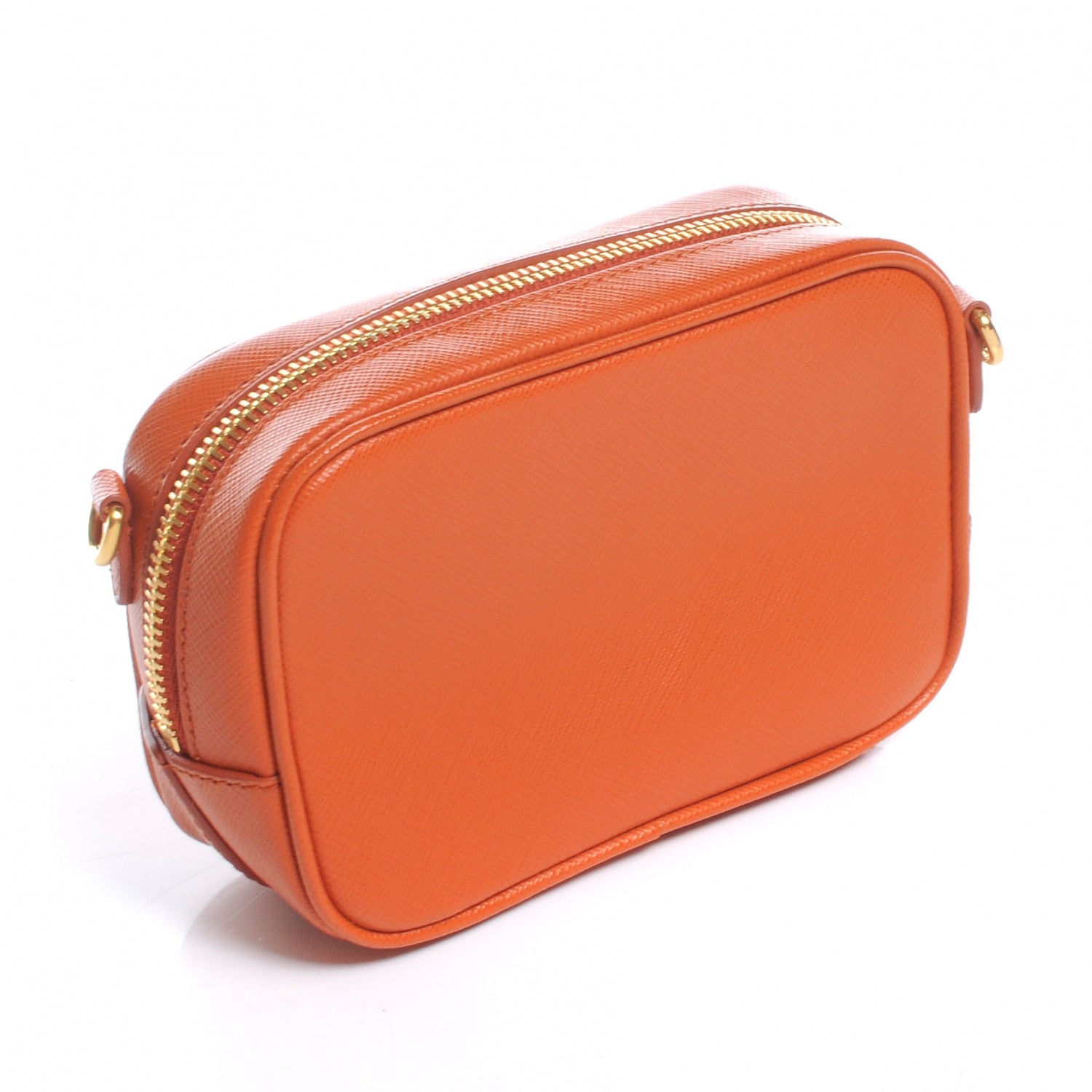 Prada Saffiano Mini Zip Crossbody Bag Papaya 3 of 8
