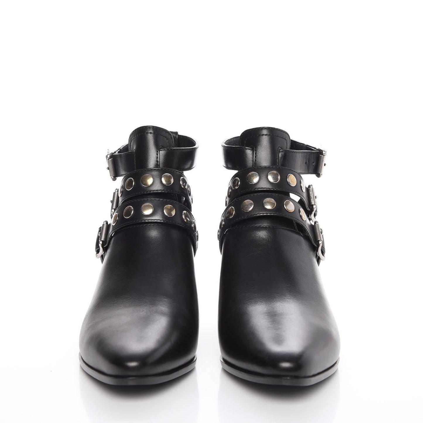 Calfskin Rock Rivet Stud Booties 36.5 Black