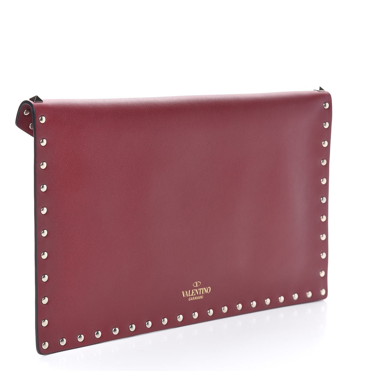 Vitello Large Rockstud Envelope Clutch Rubino