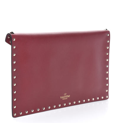 Valentino Garavani Vitello Large Rockstud Envelope Clutch Rubino 3 of 8