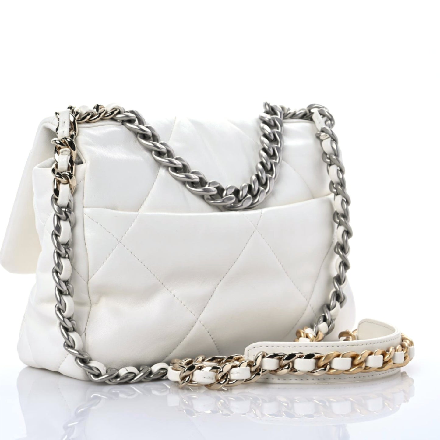 Lambskin Quilted Medium Chanel 19 Flap White