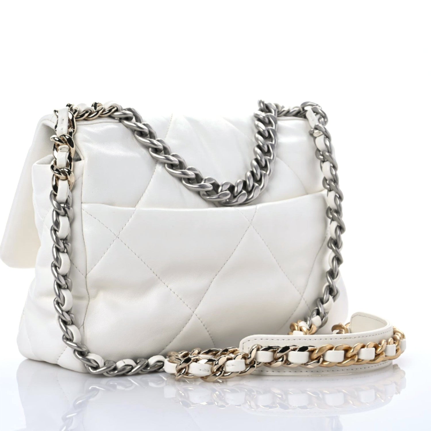Chanel Lambskin Quilted Medium Chanel 19 Flap White 3 of 11