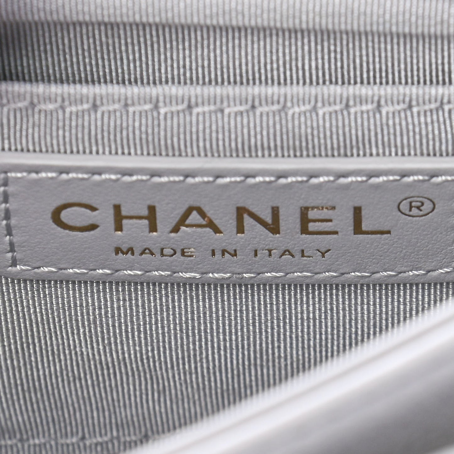 Calfskin Quilted Top Handle Flap Light Grey