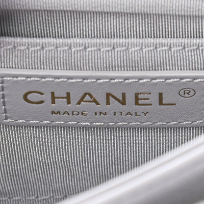 Chanel Calfskin Quilted Top Handle Flap Light Grey 6 of 9