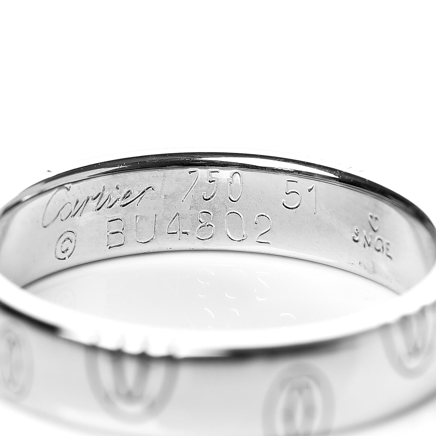 Cartier 18K White Gold 4mm Happy Birthday Band Ring 51 5.75 4 of 4