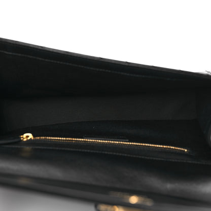 Saint Laurent Smooth Calfskin Matelasse Chevron Large Monogram Satchel Black 8 of 23