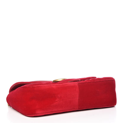 Gucci Velvet Matelasse Small GG Marmont Shoulder Bag Hibiscus Red 4 of 10