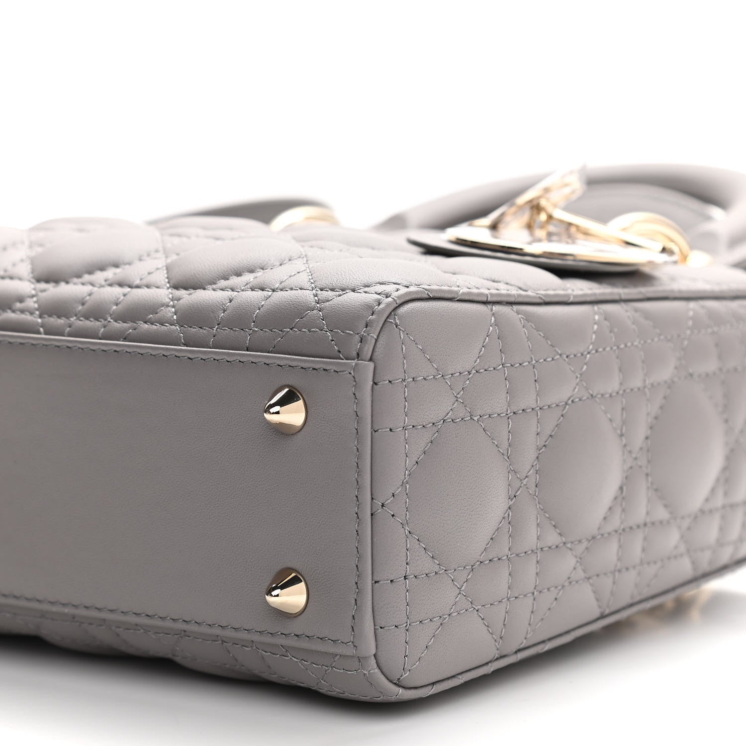 Christian Dior Lambskin Cannage Small My ABCDior Lady Dior Grey 9 of 9