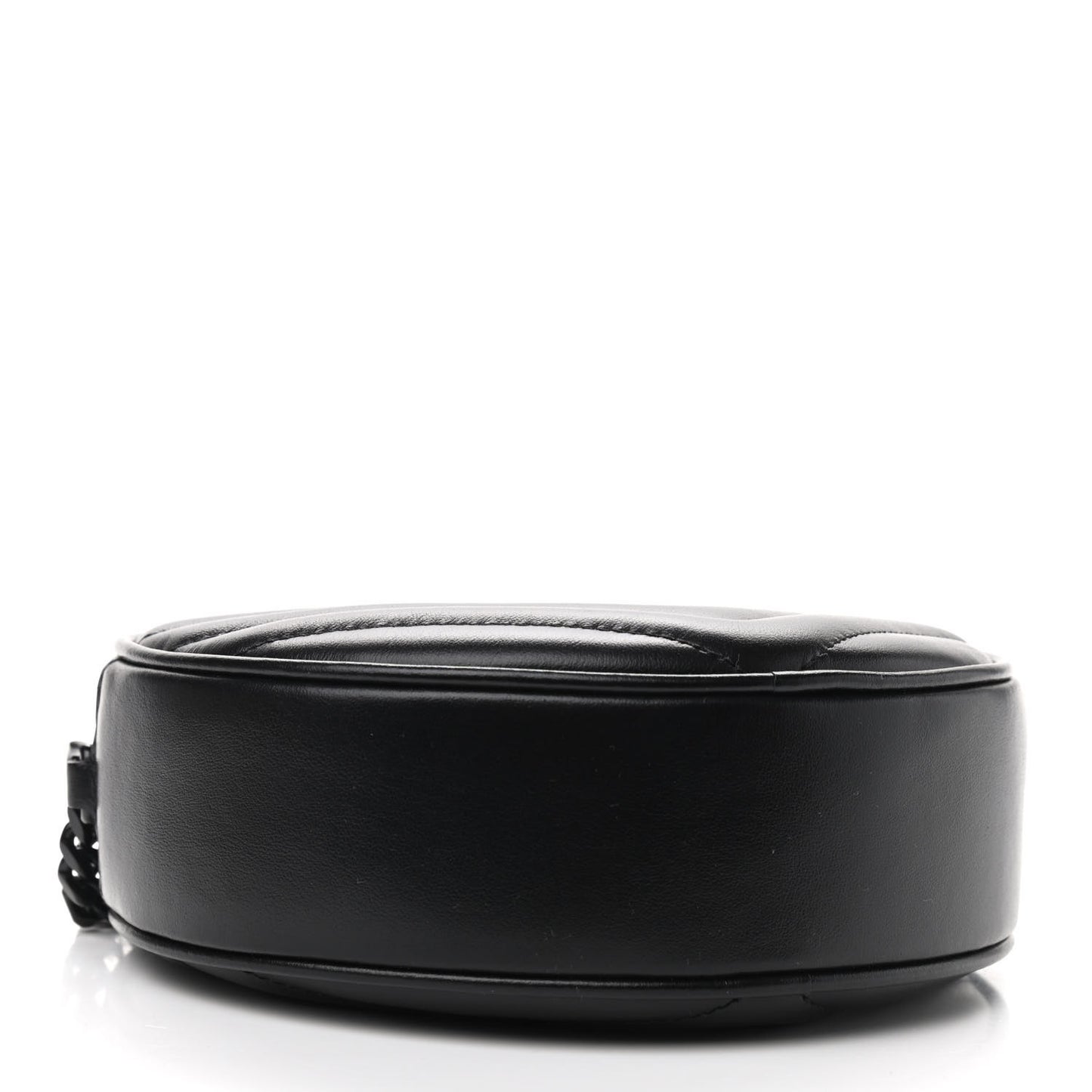 Calfskin Matelasse Chevron Round Vinyle Camera Bag Black