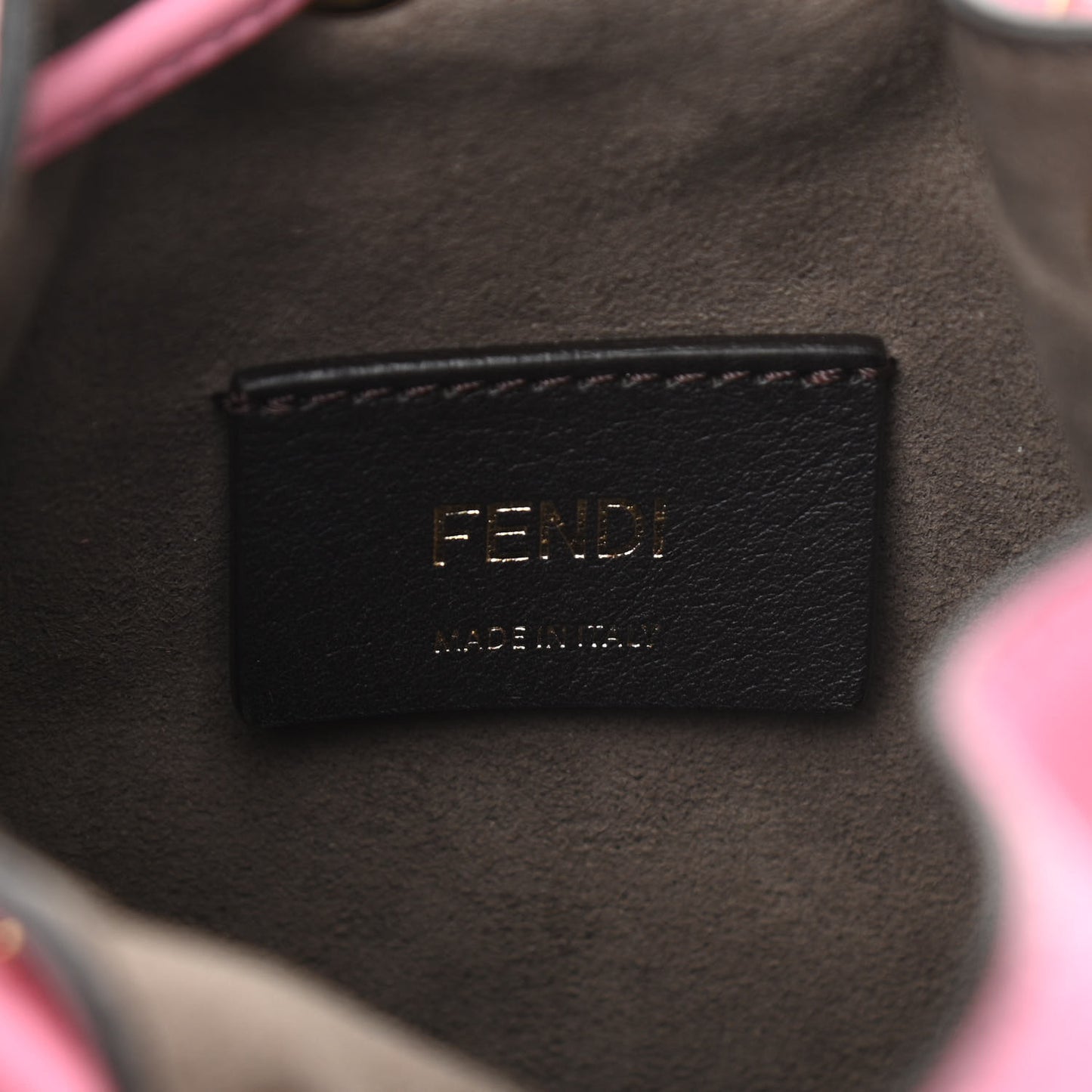 Raffia Vitello Seta F is Fendi Pequin Gingham Woven Mini Mon Tresor Bucket Bag Military Rosa Lollypop