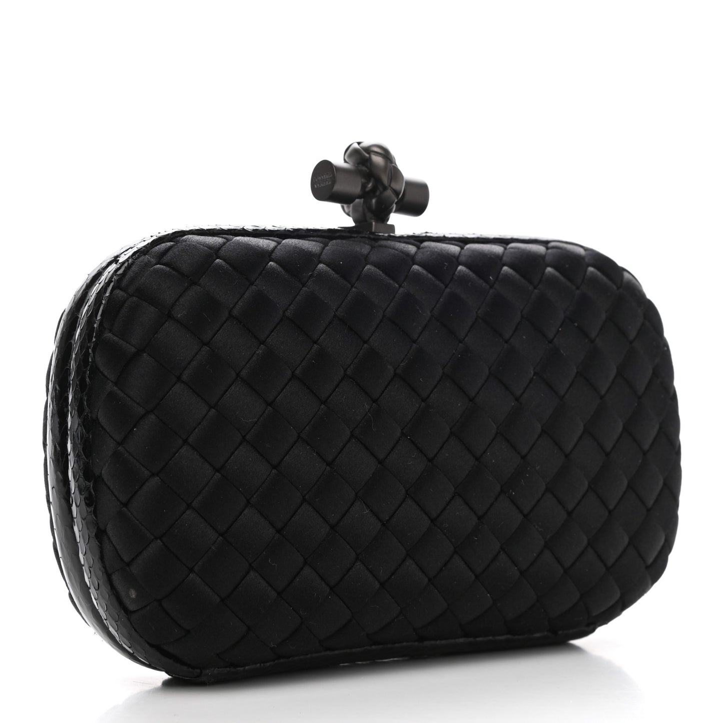 Satin Intreccio Impero Ayers Knot Clutch Black