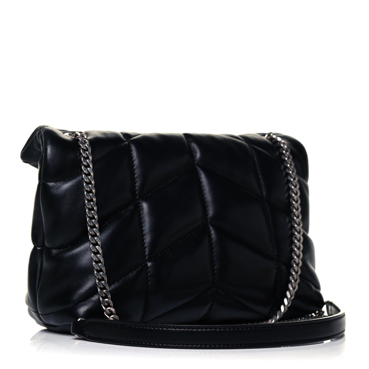 Saint Laurent Lambskin Quilted Toy Loulou Puffer Monogram Chain Satchel Black 3 of 9