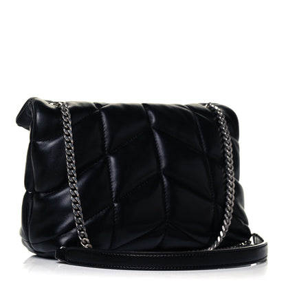 Saint Laurent Lambskin Quilted Toy Loulou Puffer Monogram Chain Satchel Black 3 of 9