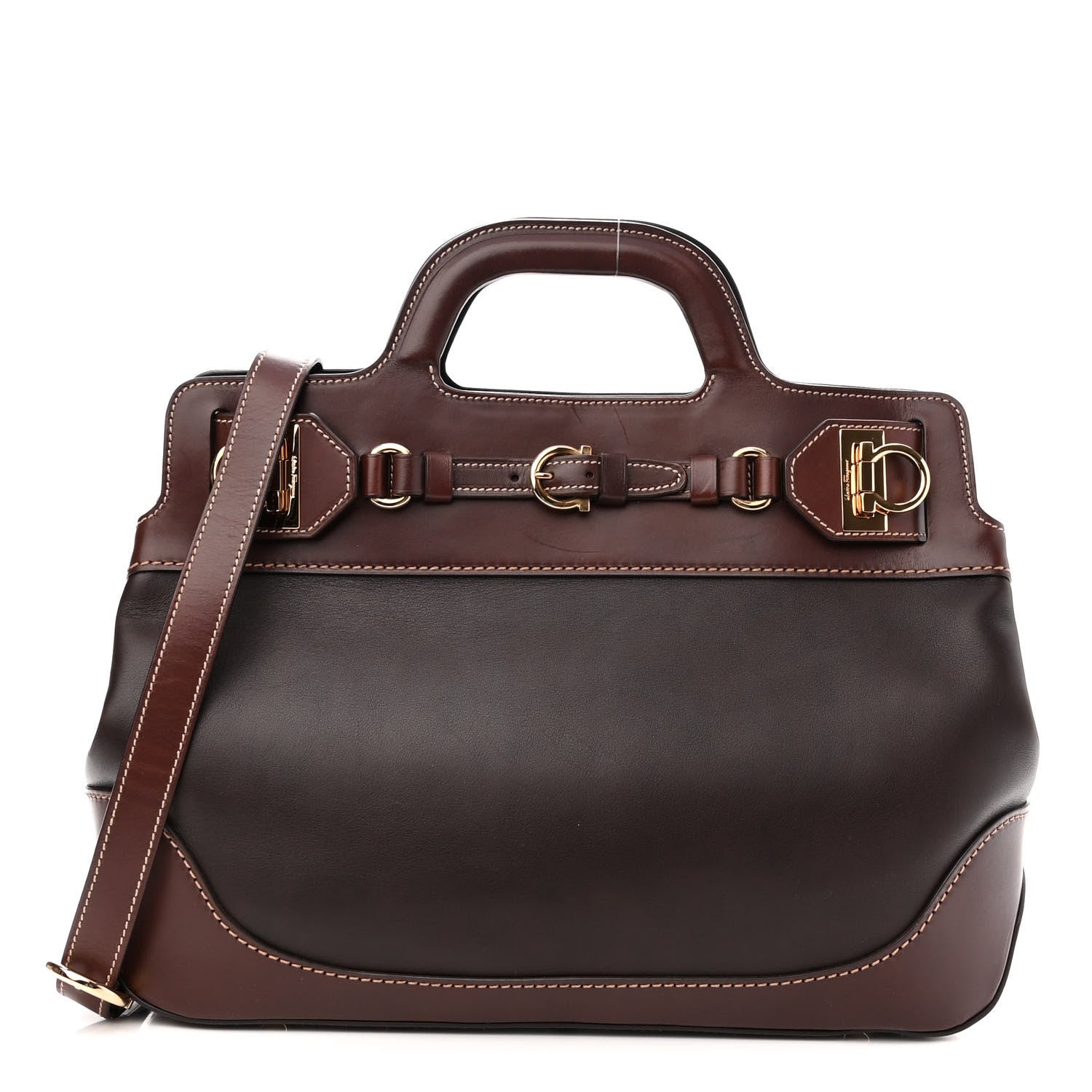 Salvatore Ferragamo Calfskin The W Bag Fondente 1 of 11
