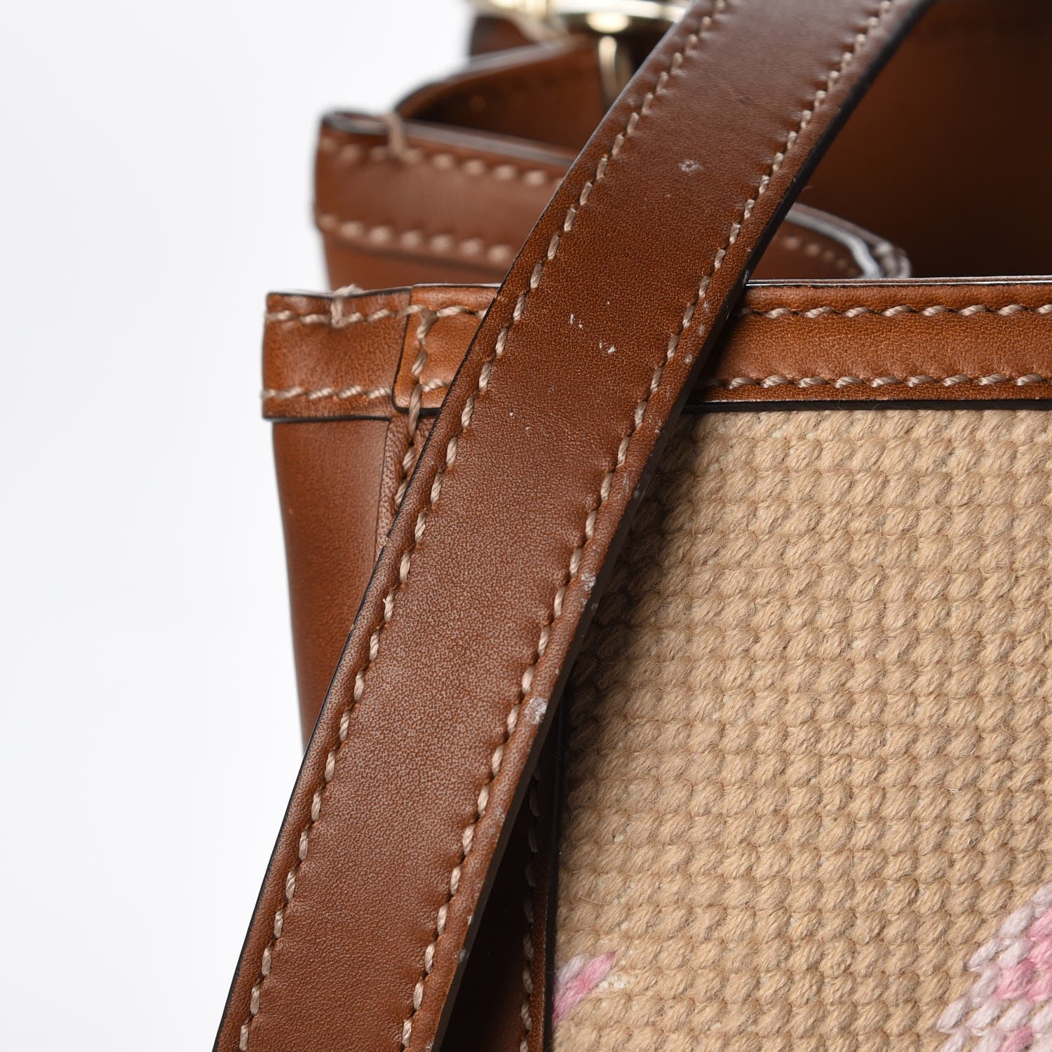 Gucci Canvas Blooms Embroidered Large Bamboo Shopper Tote Brown 10 of 11