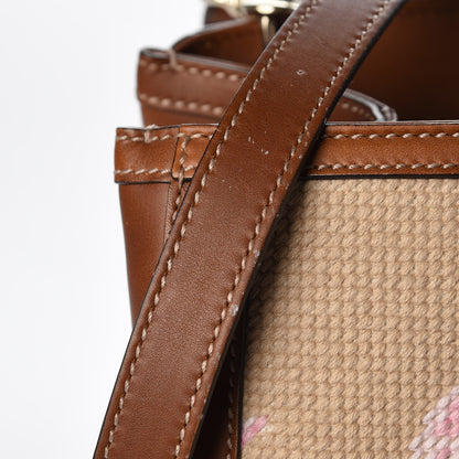 Gucci Canvas Blooms Embroidered Large Bamboo Shopper Tote Brown 10 of 11