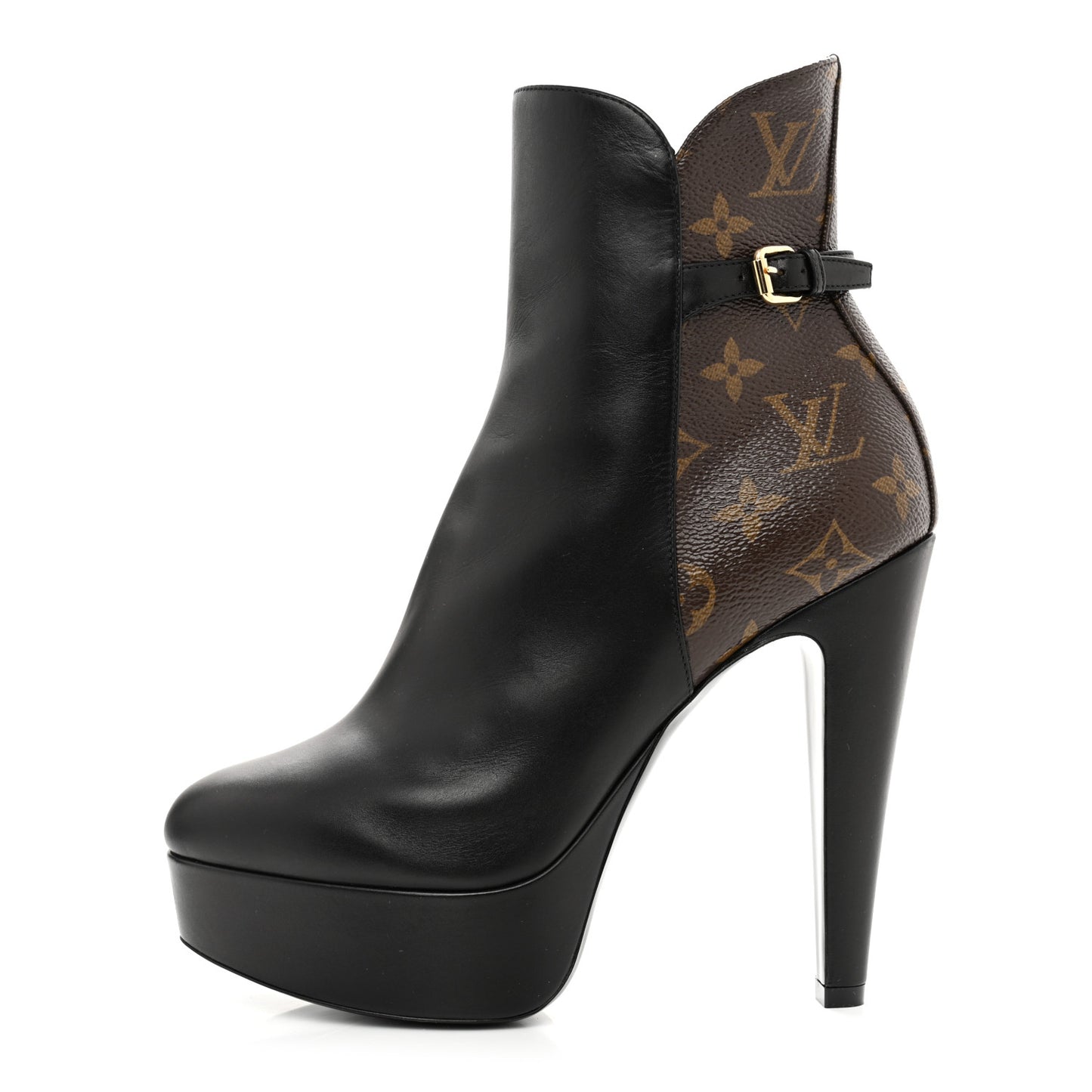 Calfskin Monogram Afterglow Platform Ankle Boots 39 Black