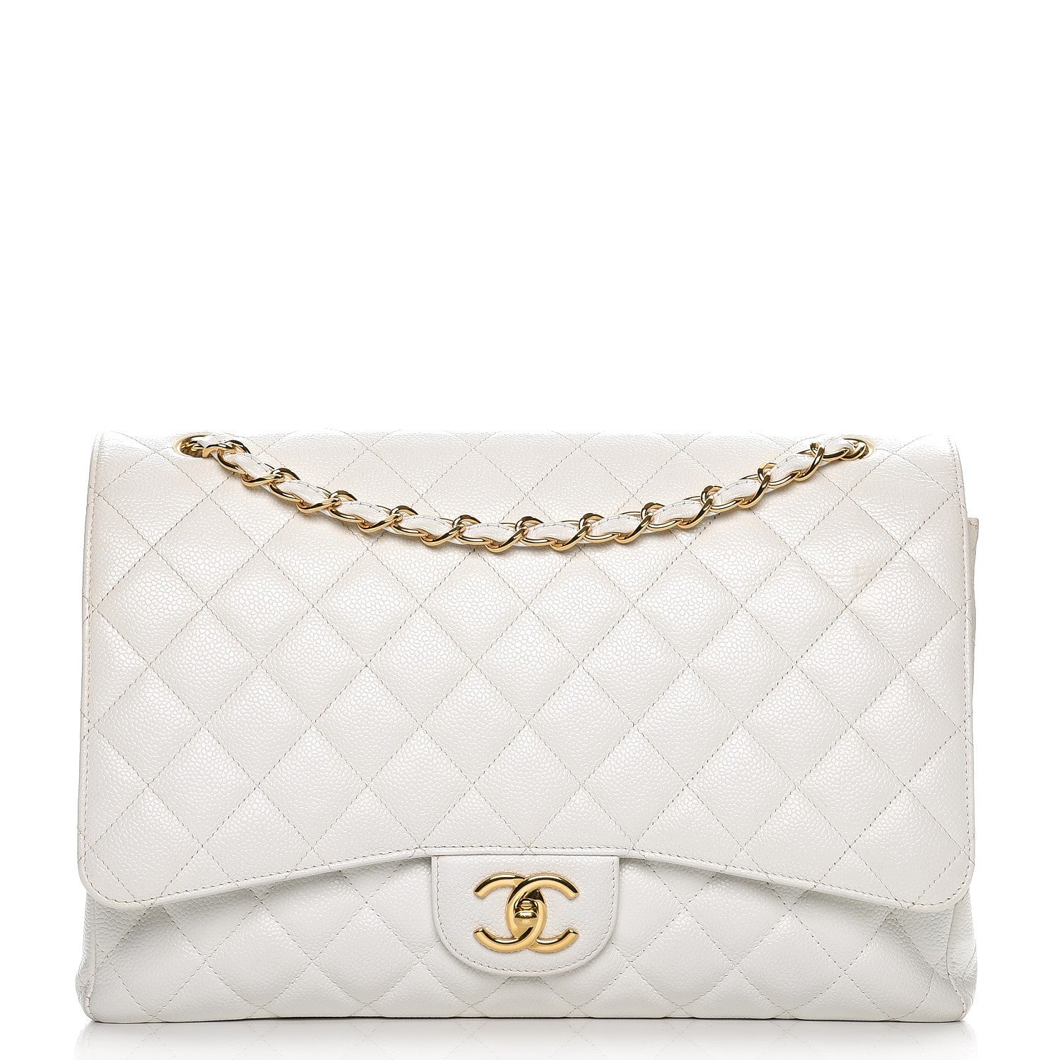 Chanel Caviar Quilted Maxi Double Flap White 1 of 16