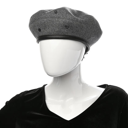 Hermes Cashmere Lambskin Saint-Honore Charms Beret 57 Charbon 2 of 9