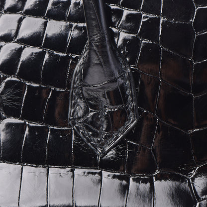 Hermes Shiny Niloticus Crocodile Birkin 25 Black 12 of 36