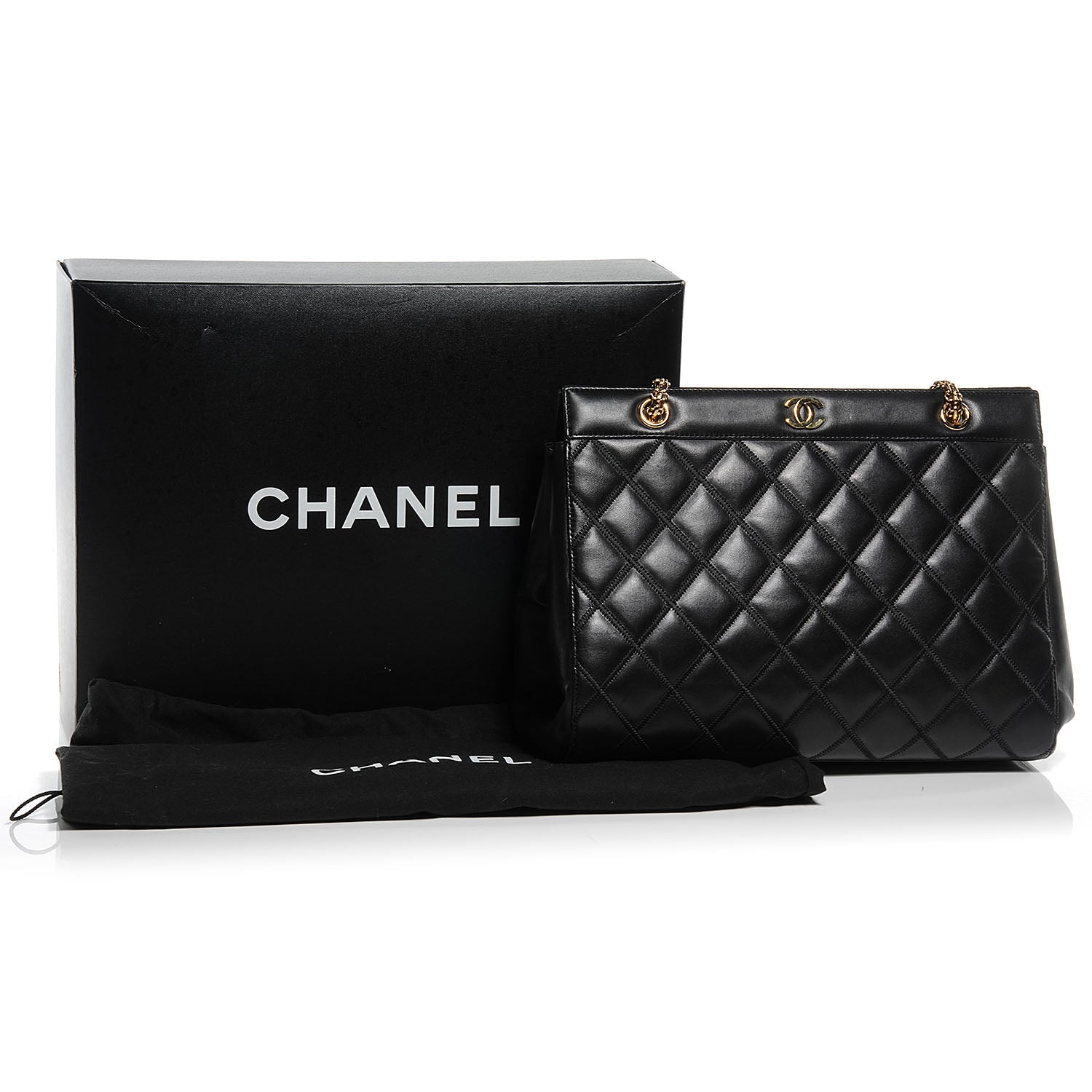 Chanel Lambskin CC Shopping Tote Black 5 of 9