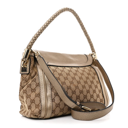 Gucci Monogram Calfskin Medium Bella Flap Bag Beige Ebony Champagne 3 of 15