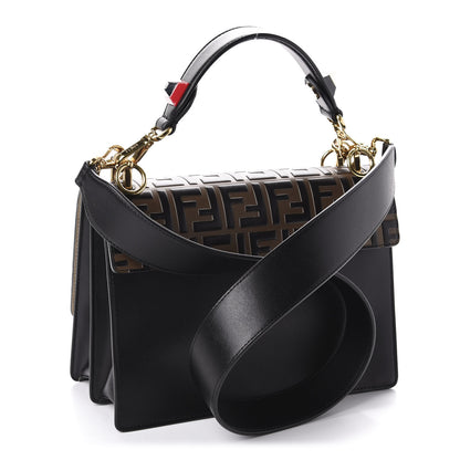 Fendi Vitello Liberty Bi-Color FF 1974 Embossed Kan I Shoulder Bag Black Maya 3 of 10