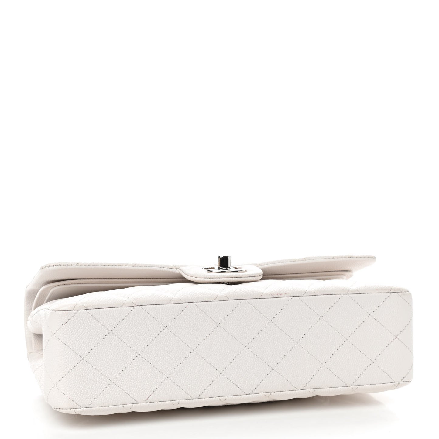Caviar Quilted Medium Double Flap White