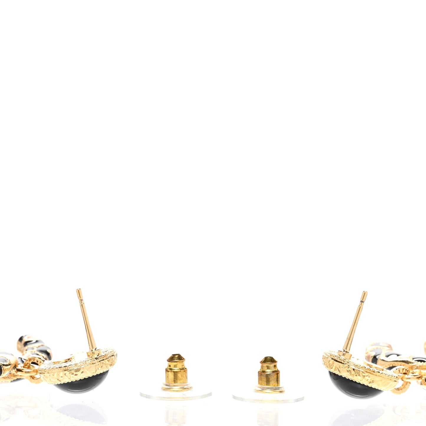 Metal Leopard Print CC Earrings Gold Black Beige