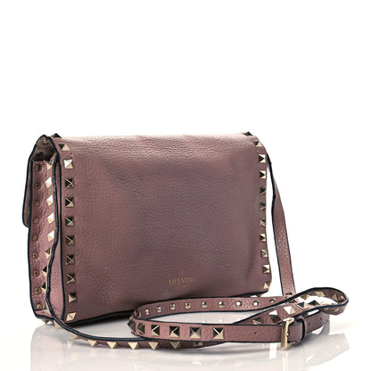Valentino Garavani Pebbled Calfskin Medium Rockstud Flip Lock Crossbody Bag Lipstick 3 of 12