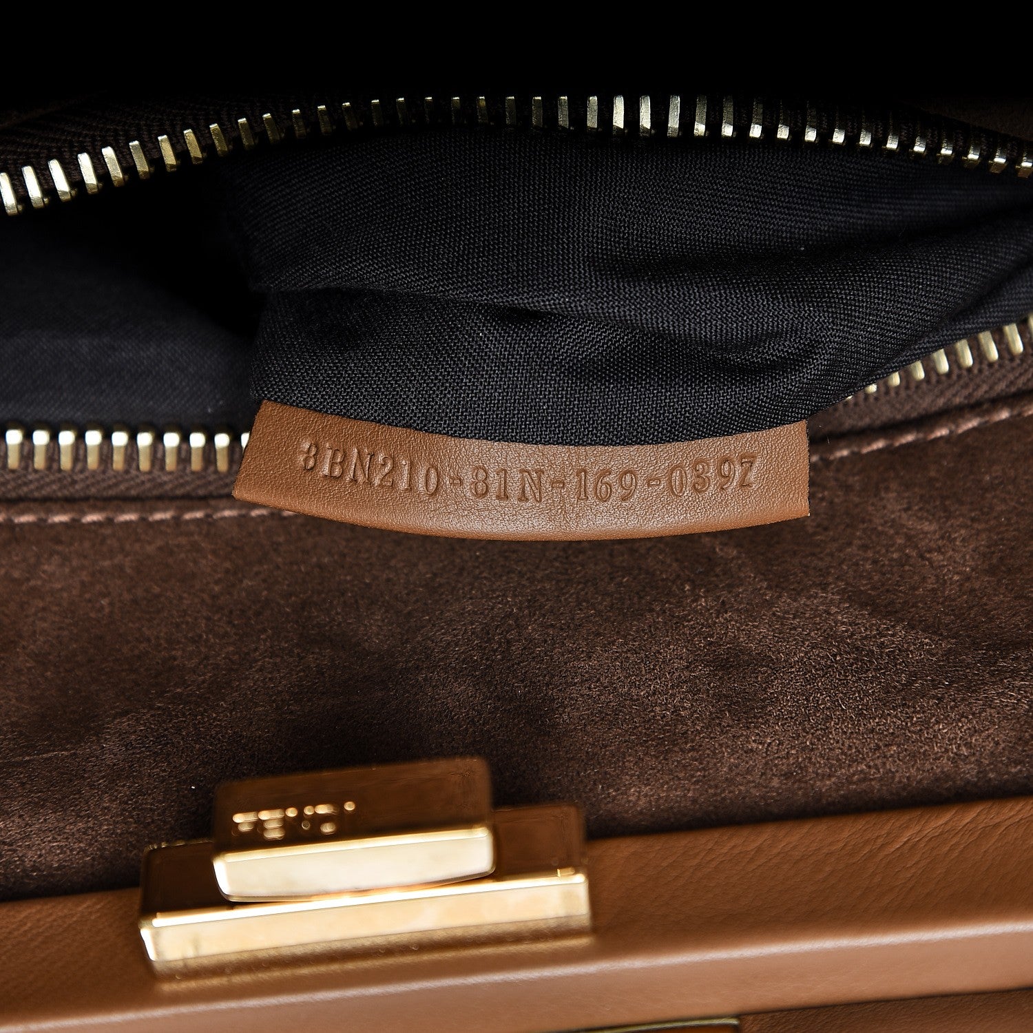 Fendi Calfskin Lace Up Large Peekaboo Iconic Satchel Cognac 10 of 10