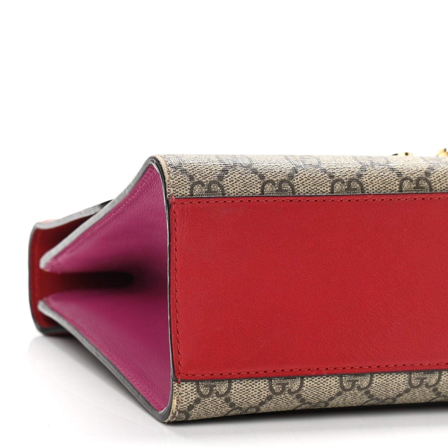 GG Supreme Monogram Calfskin Medium Padlock Shoulder Bag Beige Hibiscus Red New Rosette