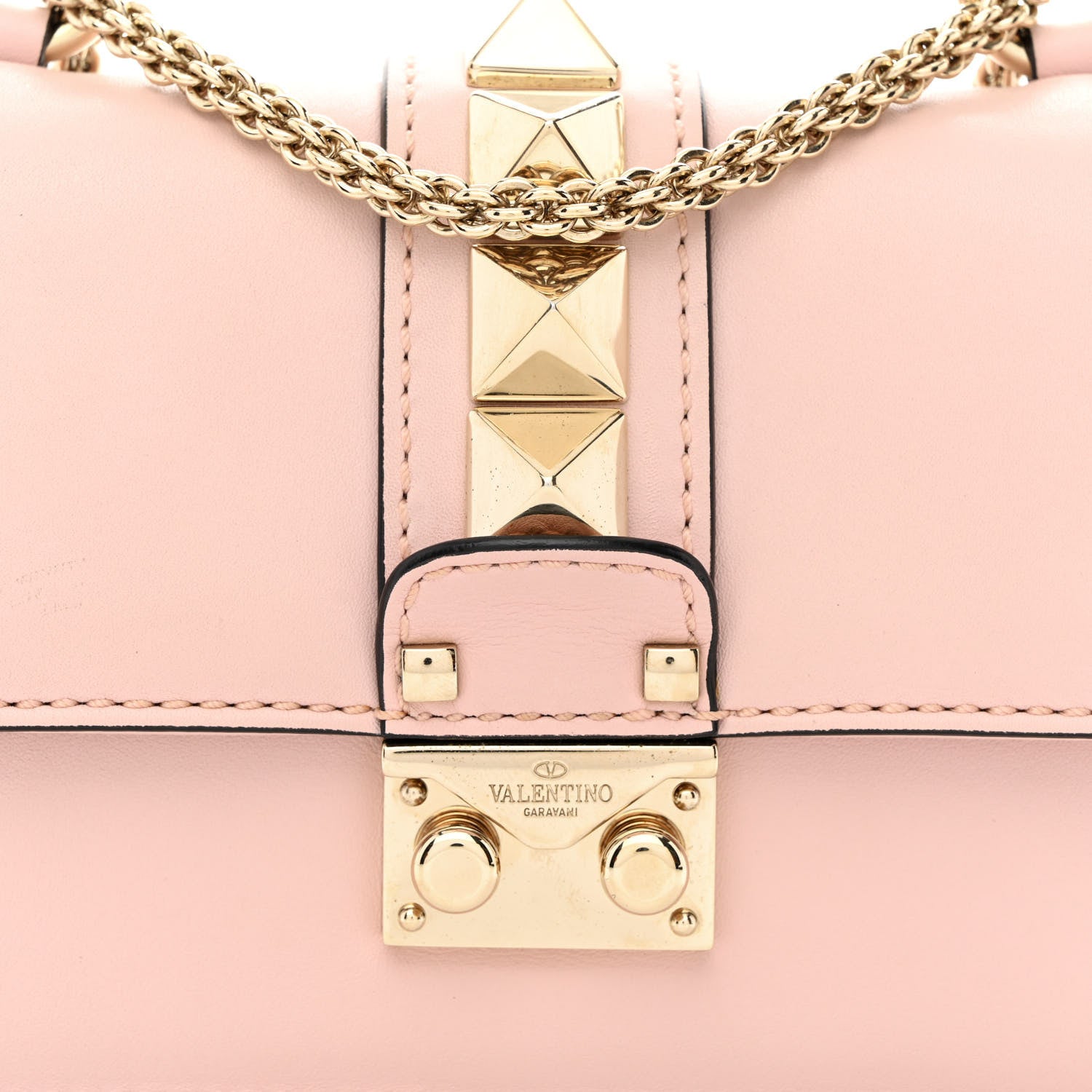 Valentino Garavani Vitello Mini Glam Lock Rockstud Flap Water Rose 6 of 9