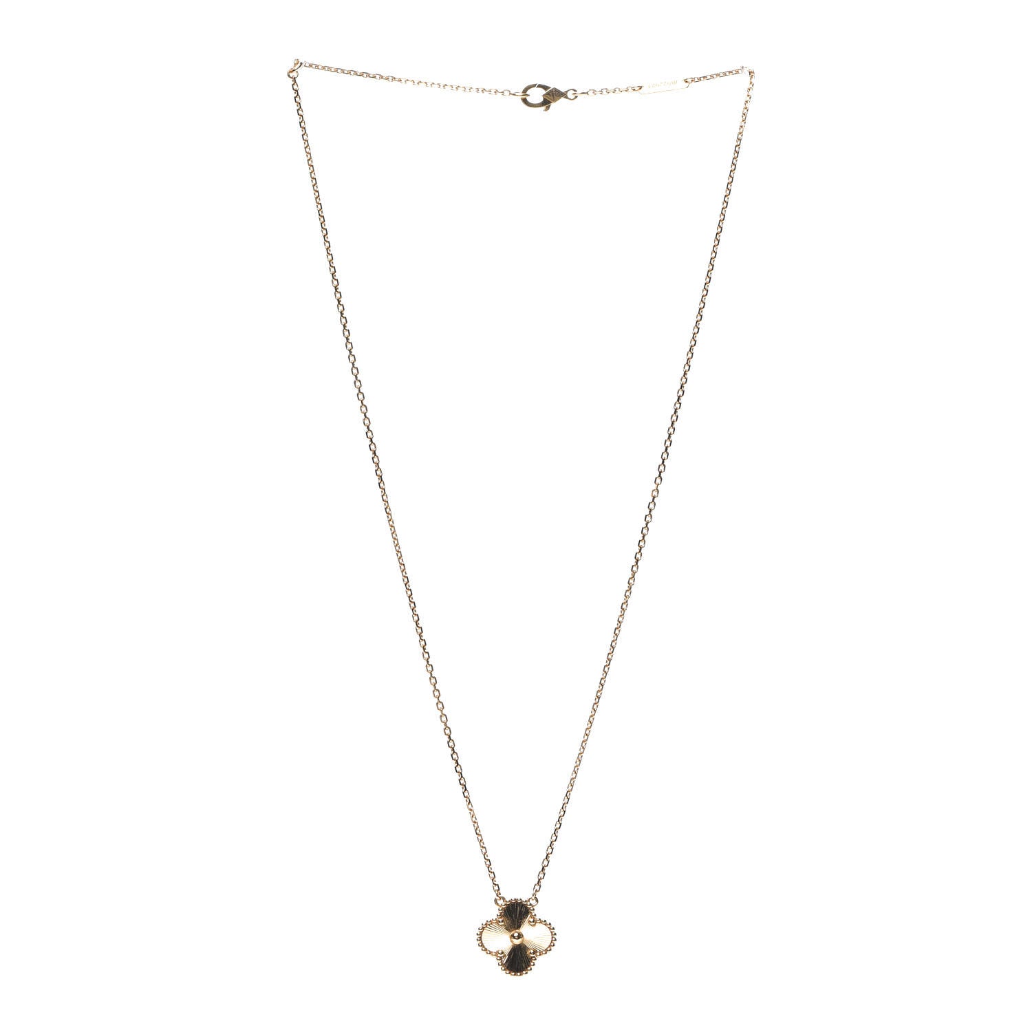 Van Cleef & Arpels 18K Yellow Gold Guilloche Vintage Alhambra Pendant Necklace 5 of 8