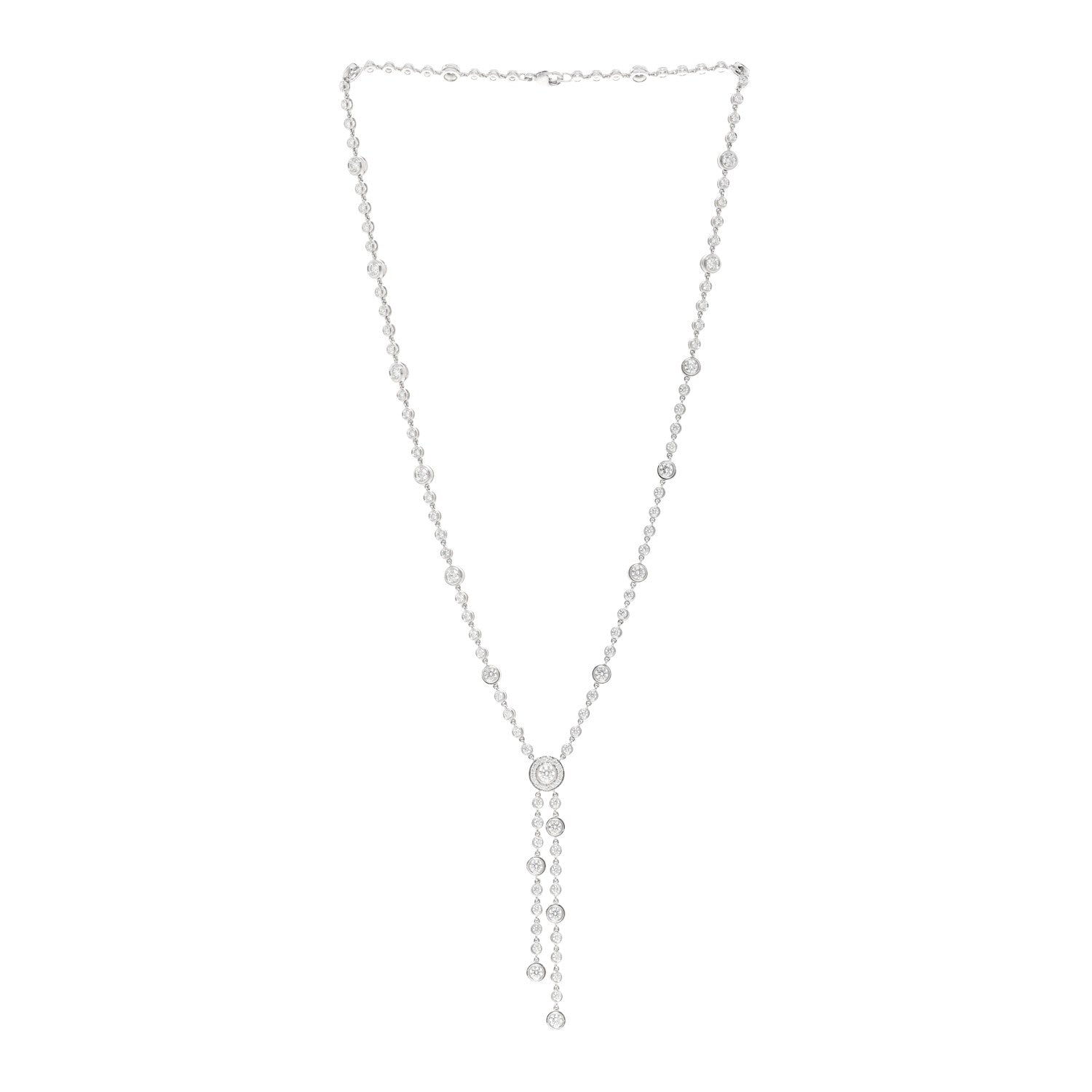 Tiffany Platinum Diamond Circlet Double Drop Necklace 3 of 5