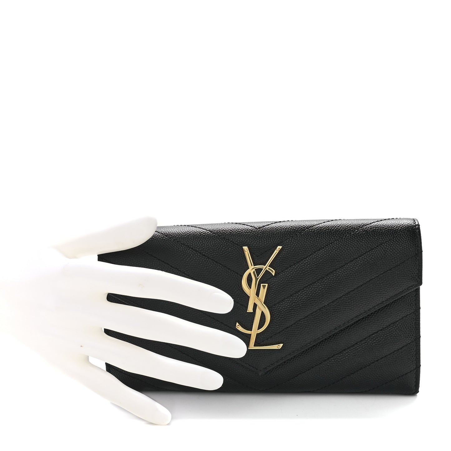 Grain De Poudre Matelasse Chevron Monogram Flap Wallet Black