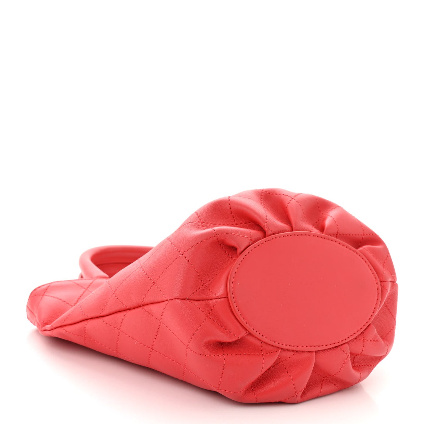 Calfskin Stitched Chain Bucket Bag Coral