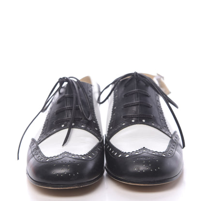 Chanel Calfskin Lace Up Ankle Strap Oxfords 35.5 Black White 2 of 9
