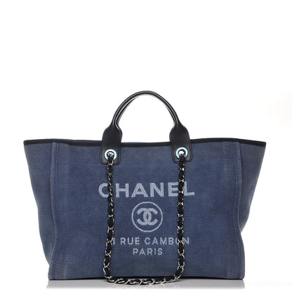 Chanel Canvas Large Deauville Tote Denim Blue 1 of 12
