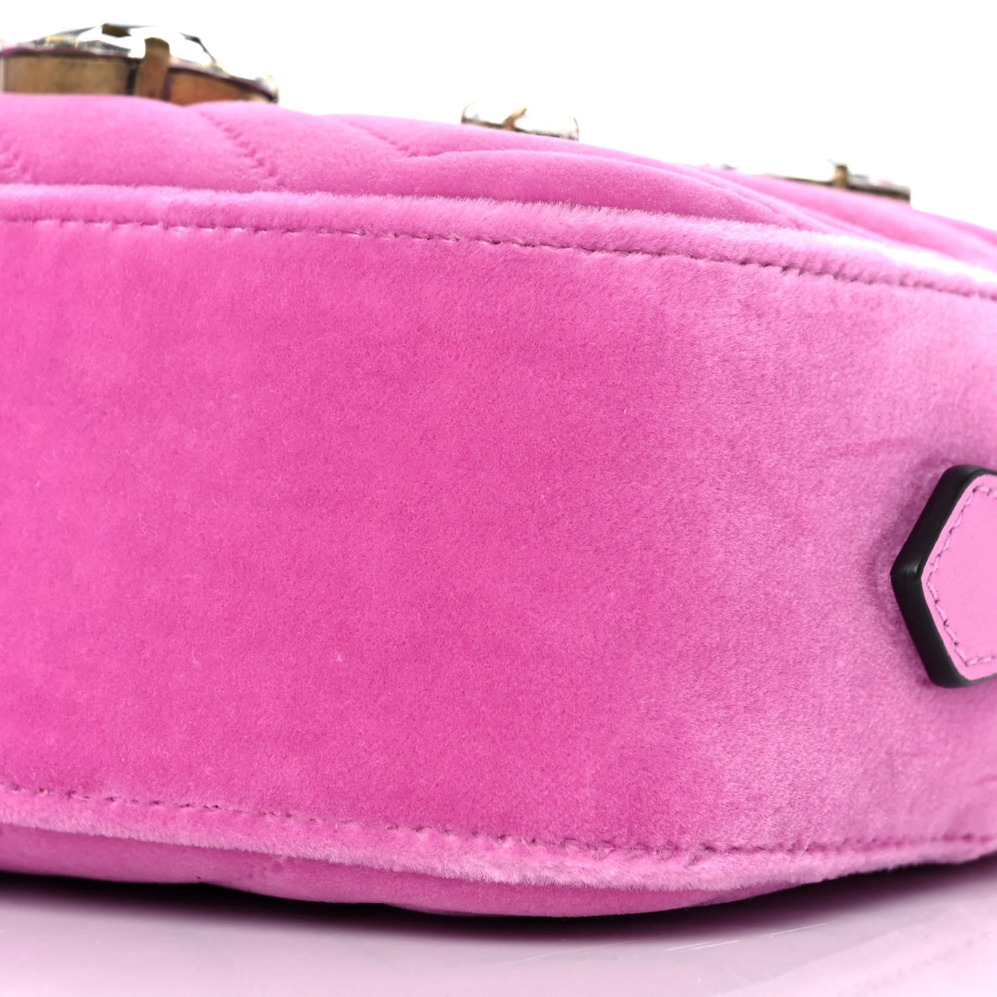 Velvet Matelasse Marquise Crystals Mini GG Marmont Chain Shoulder Bag Malva